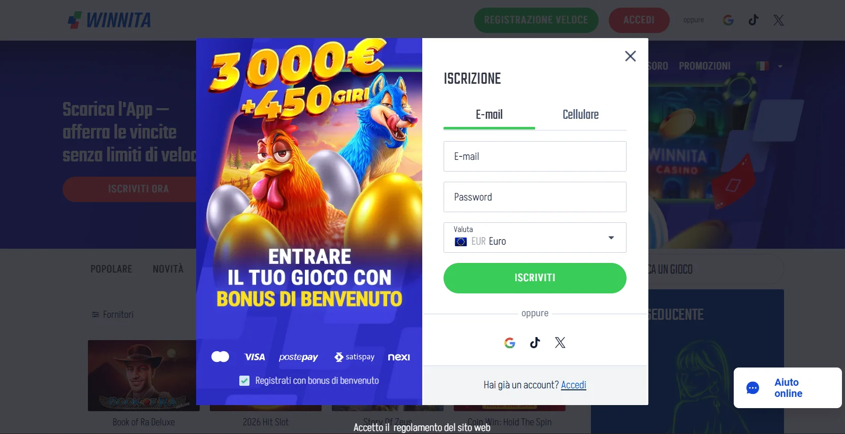 Registrazione su Winnita Casino: creazione account e verifica del profilo