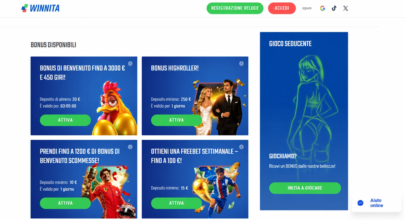 Offerte attive e vantaggi disponibili su Winnita Casino panoramica Offerte attive e vantaggi disponibili su Winnita Casino